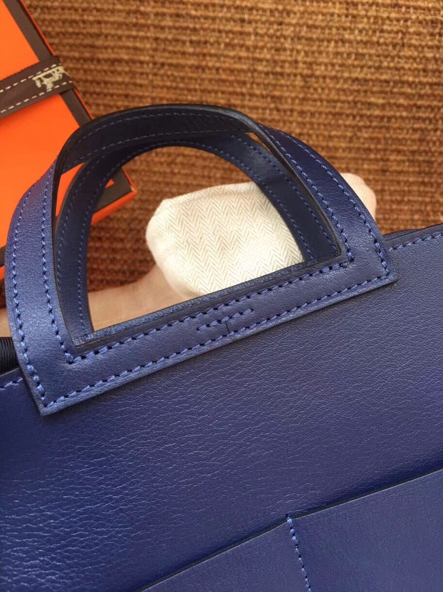 Hermes Mini Halzan 22 Handbag Shoulder Bag In Blue Nuit Swift Leather